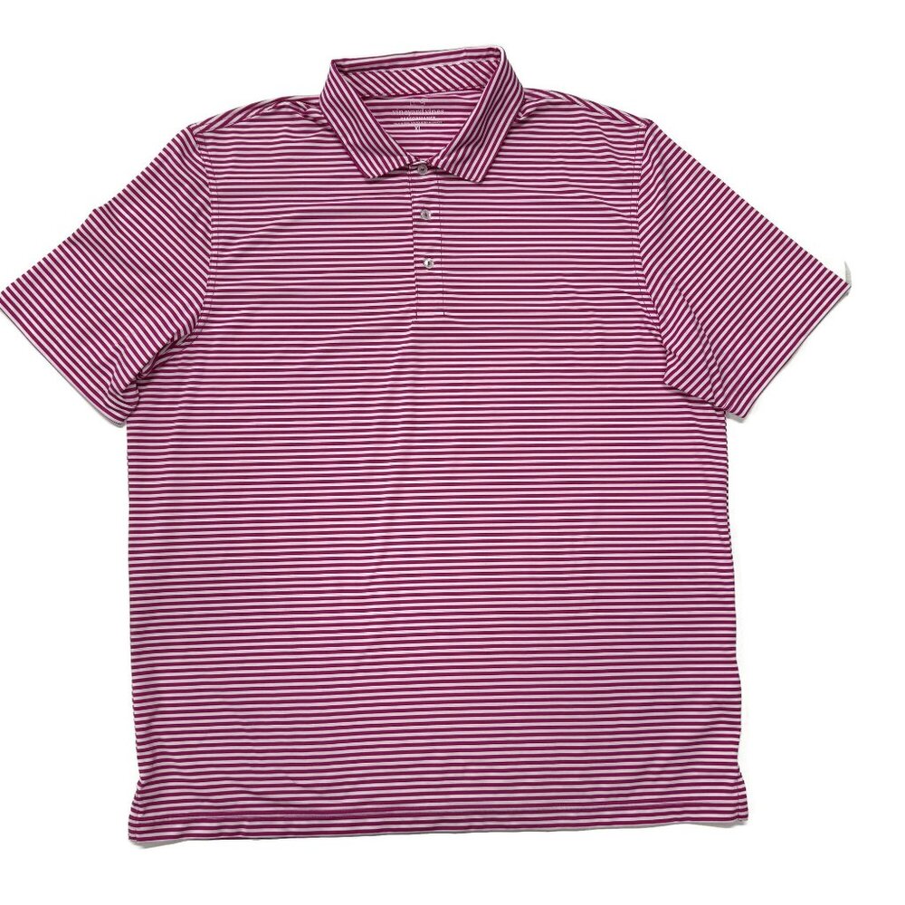 Vineyard Vines Performance Polo Shirt Mens XL Pink‎ Striped Golf Short Sleeve